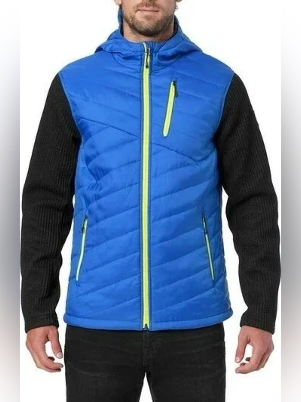 Spyder Men's Ouzo Hoody Stryke Insulated Jacket Blue Black Ski Fall Winter XXL